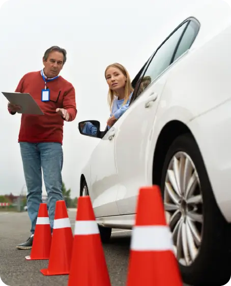 Student taking final lesson before DMV test at AAA Driving School Santa Clara